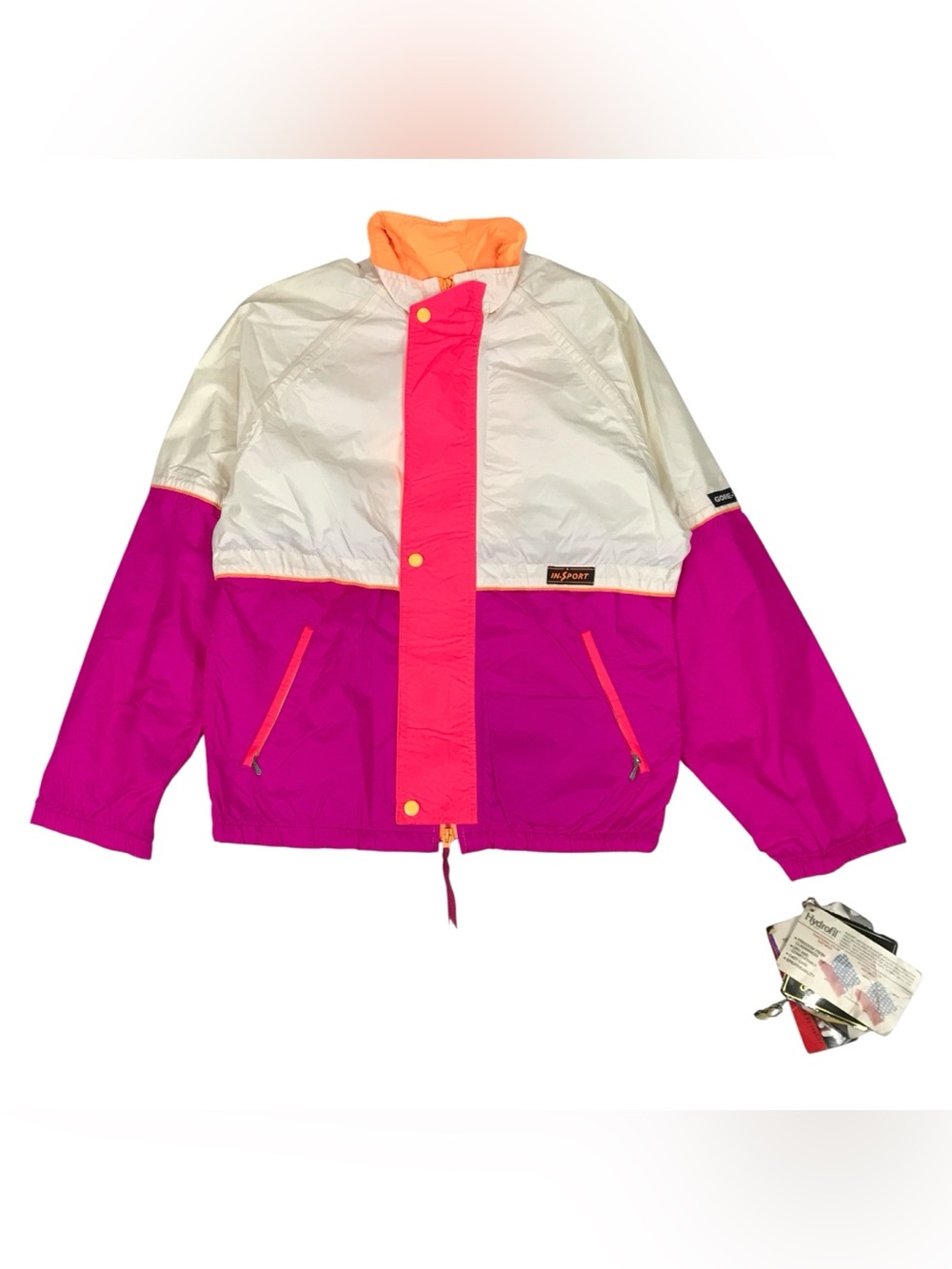 Vintage Insport Gore-Tex Windbreaker Jacket Womens Small S Neon Pink Sweatshirt